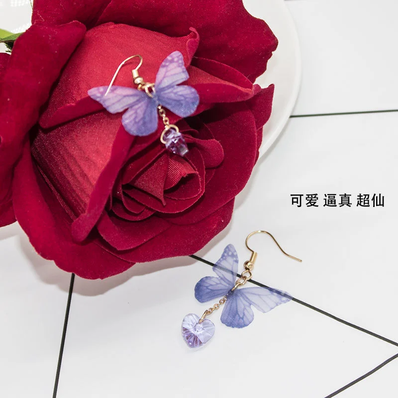 1 Pair Butterfly Earrings Purple Butterfly Earrings Decorative Earrings Women Dangle Earrings