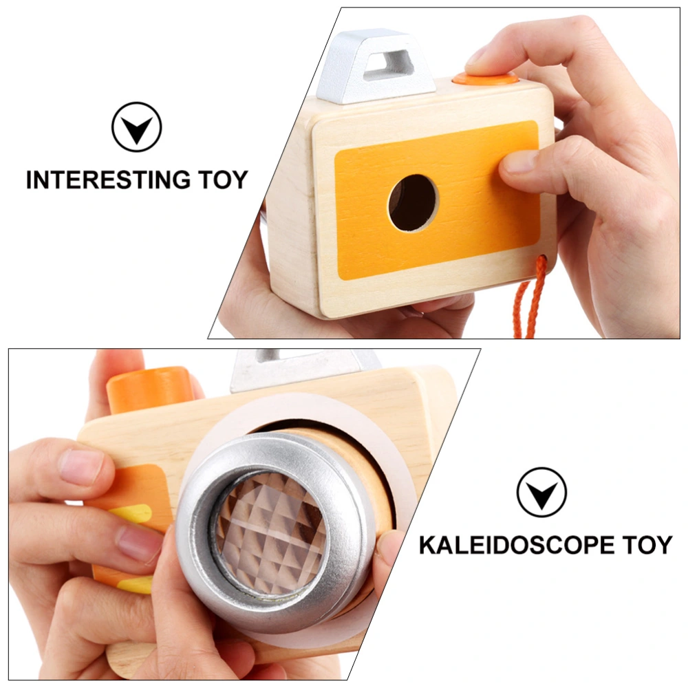 1Pc Polygonal Kaleidoscope Toy Camera Shaped Kaleidoscope Plaything Light Yellow