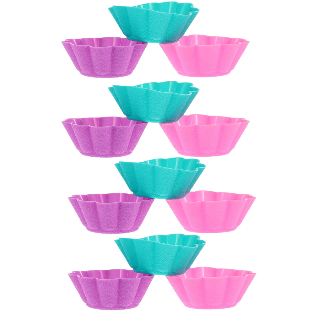 12pcs Mini Cupcake Flower Cake Silicone Baking Cup Muffin Xmas Wedding Tools Bakeware Muffin Cupcake Cups (Random Color)