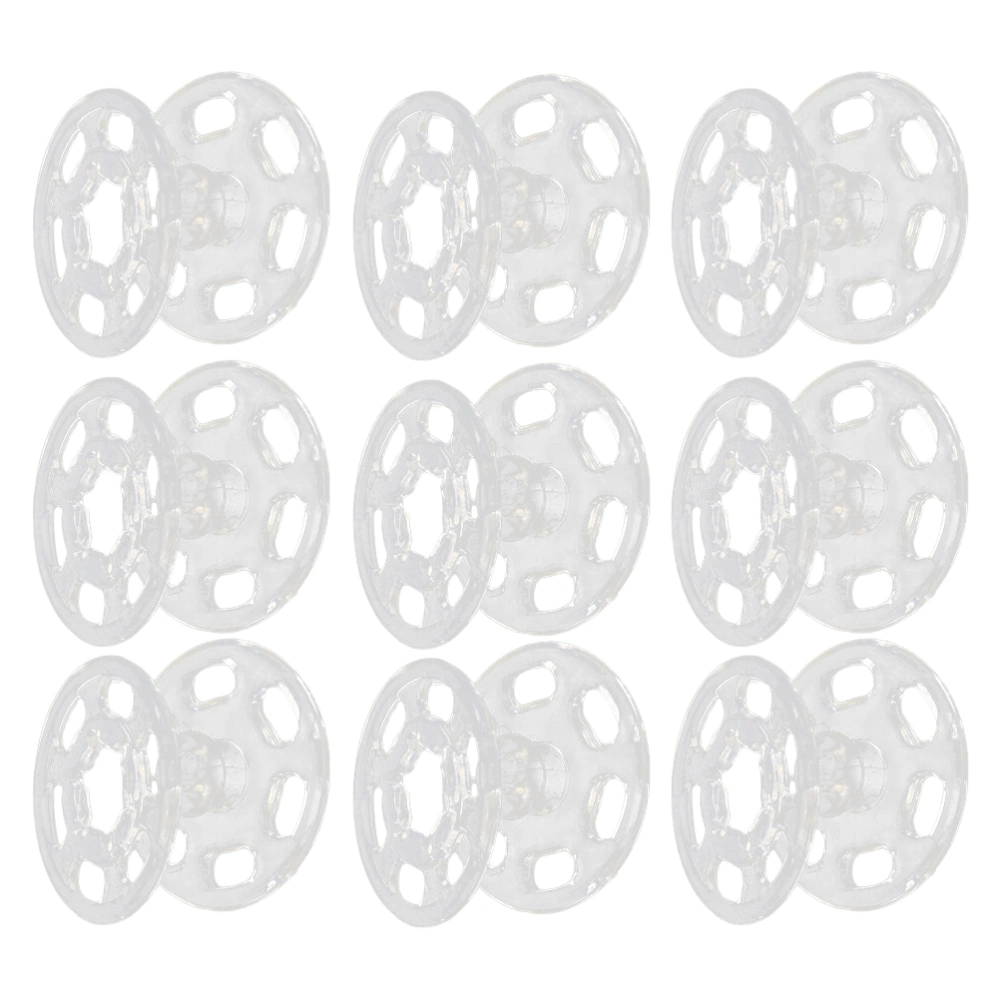 100pcs Clear Shirt Buttons Coat Snaps Buttons Invisible Snaps Fasteners Press Stud DIY Sewing Accessories (15mm)