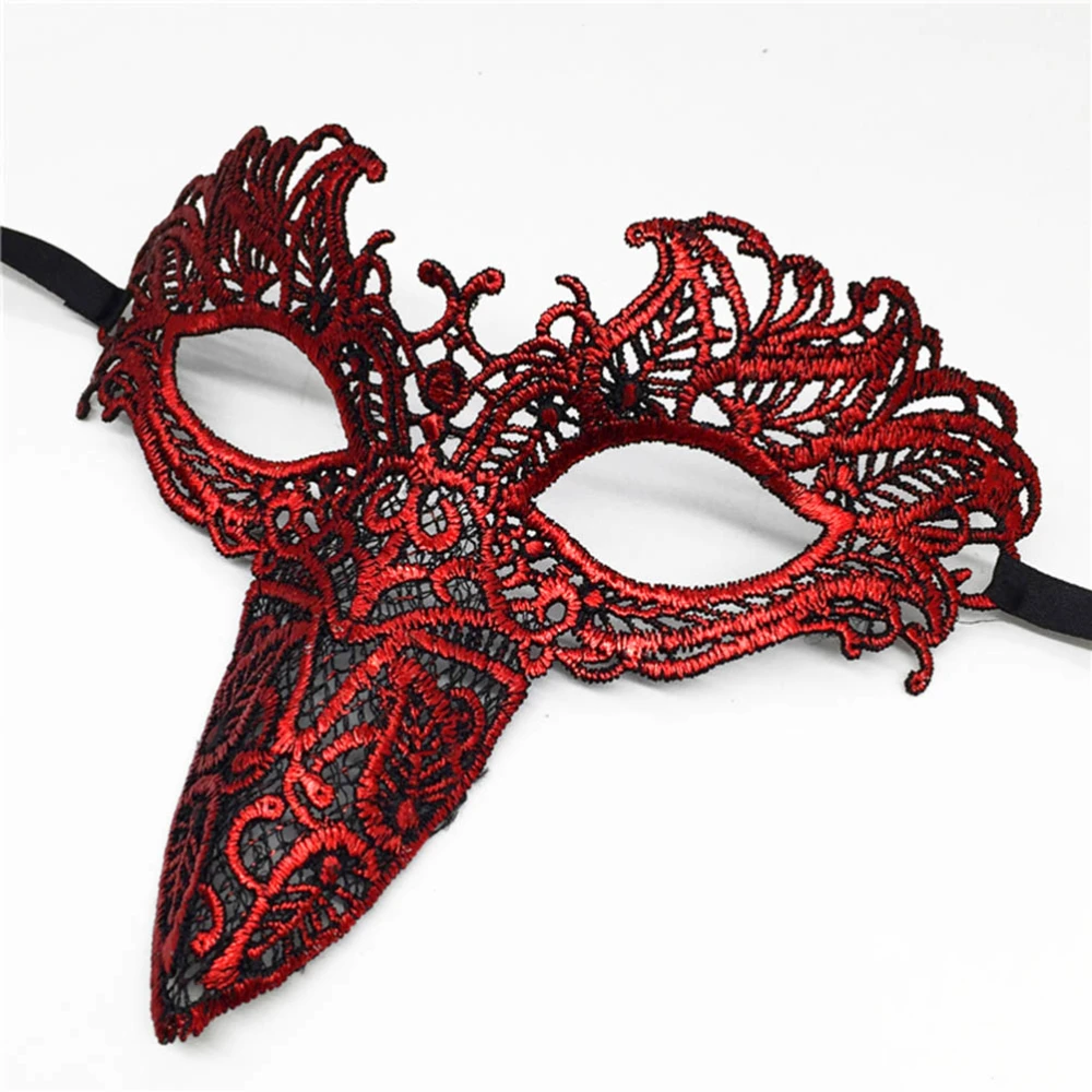 Lace Beak Masquerade Mask Party Supplies Gift Eyemask for Halloween Festivals (Fire Bird - B01)