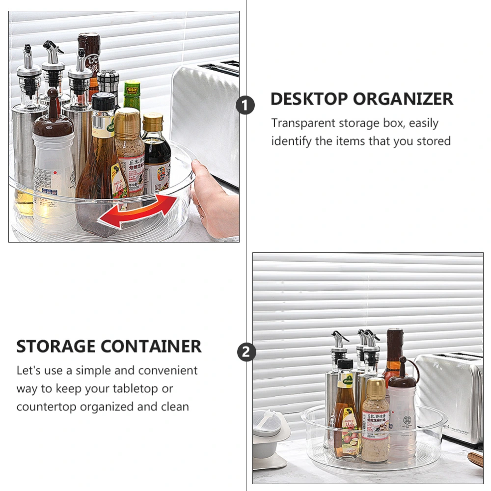 2pcs Durable Rotatory Desktop Storage Boxes Seasoning Containers (Transparent)