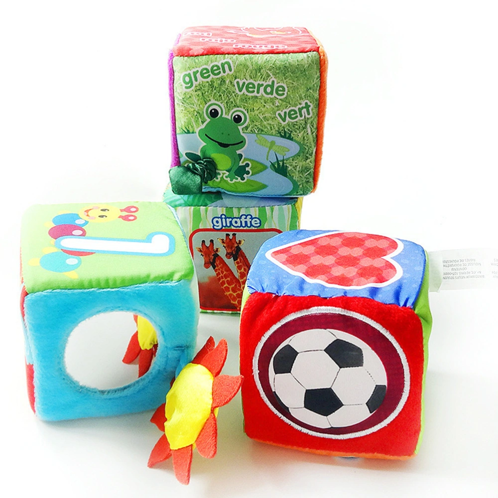 4pcs Babies Early Learning Fabric Blocks Developmental Educational Patterns Numbers Animals Recognition Toys