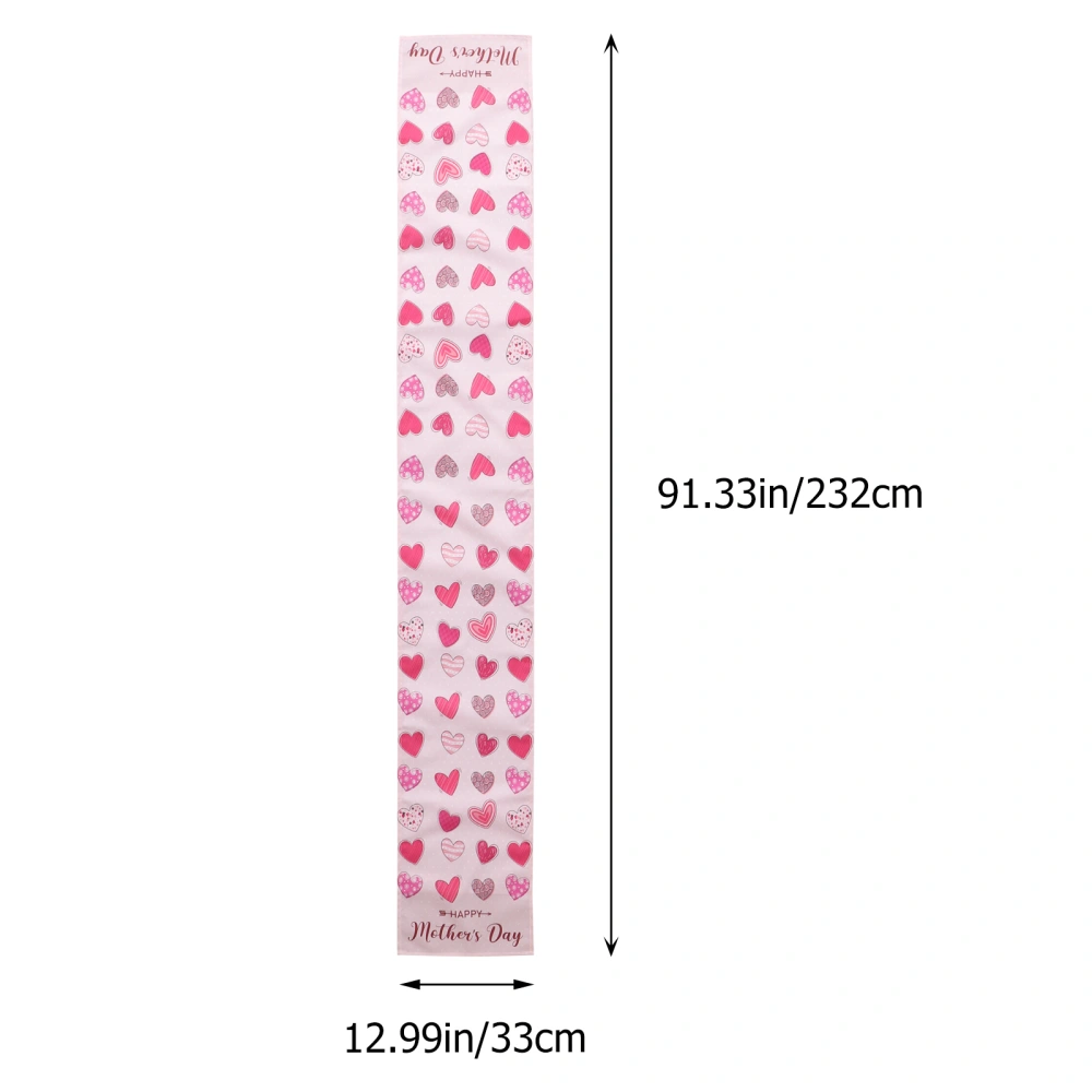 1Pc Mother's Day Table Cloth Heart Pattern Table Runner Party Table Decor Pink