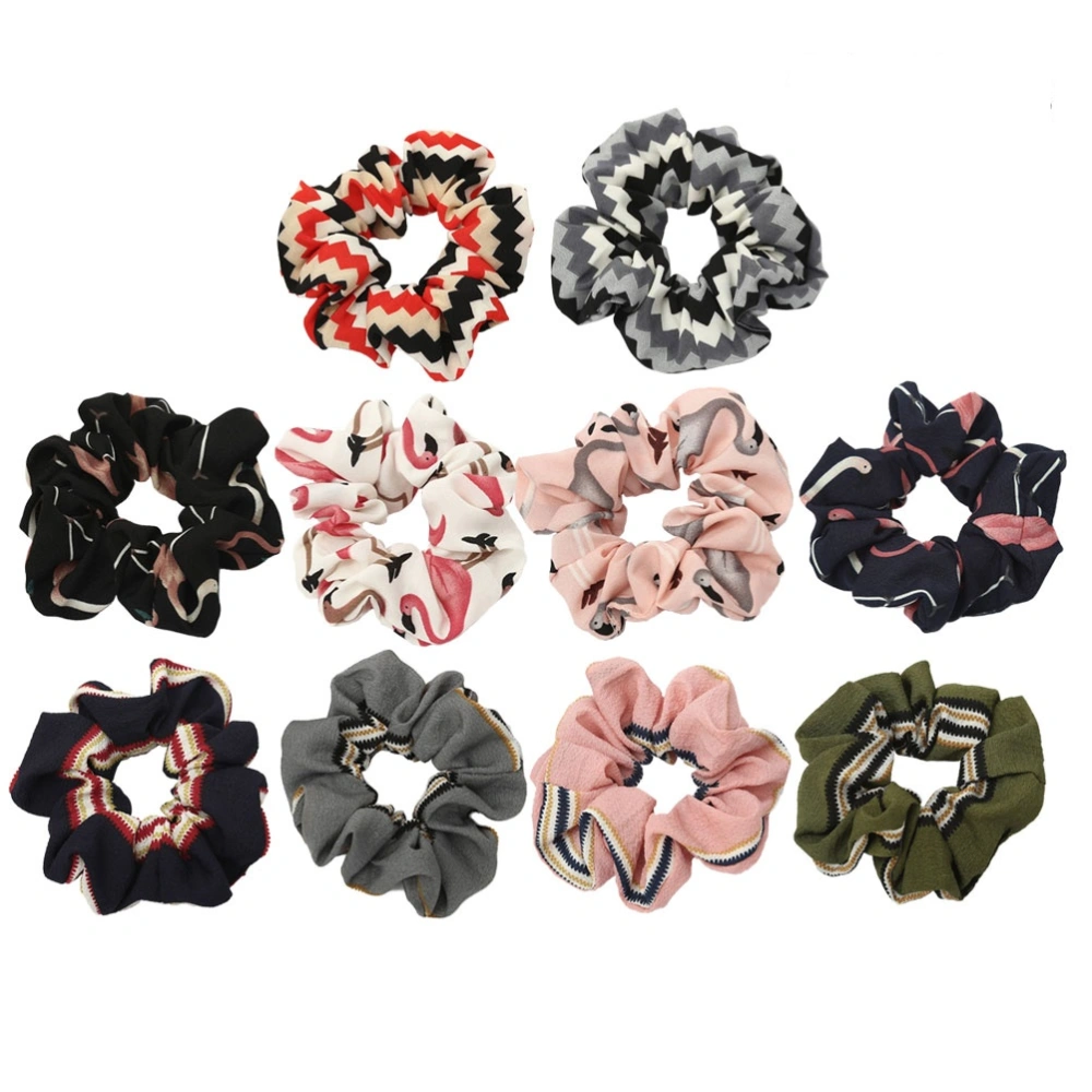 10pcs Stretch Hair Ties Cloth Hair Rope Ponytail Holders Hair Accessories for Girl Women (Random Pattern)