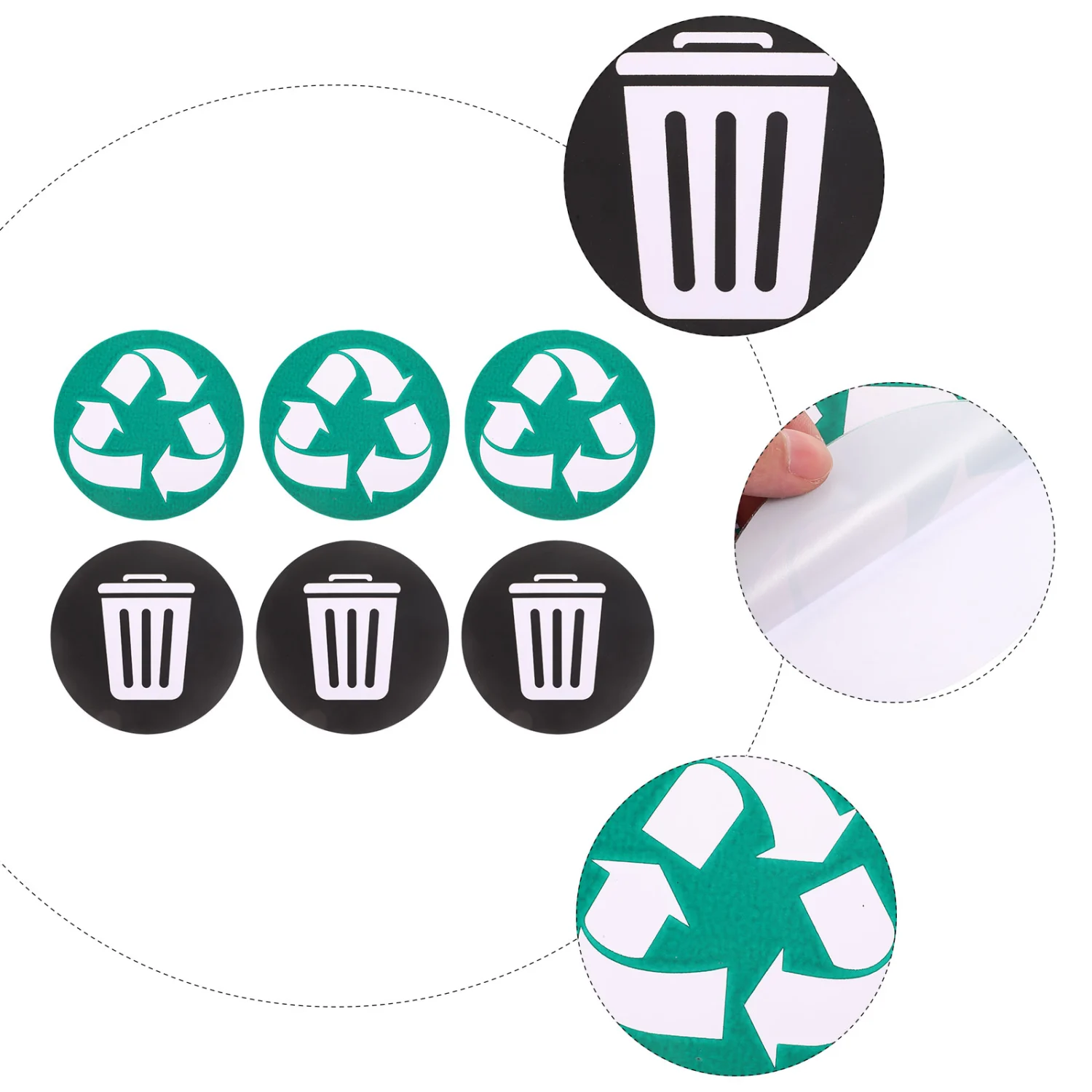 6pcs Garbage Classification Sign Stickers Recycle Stickers Trash Can Stickers