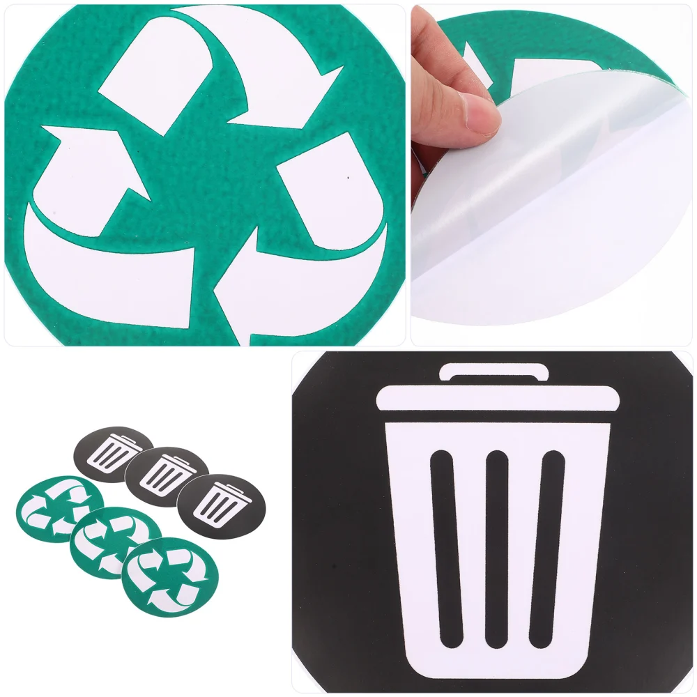 6pcs Garbage Classification Sign Stickers Recycle Stickers Trash Can Stickers