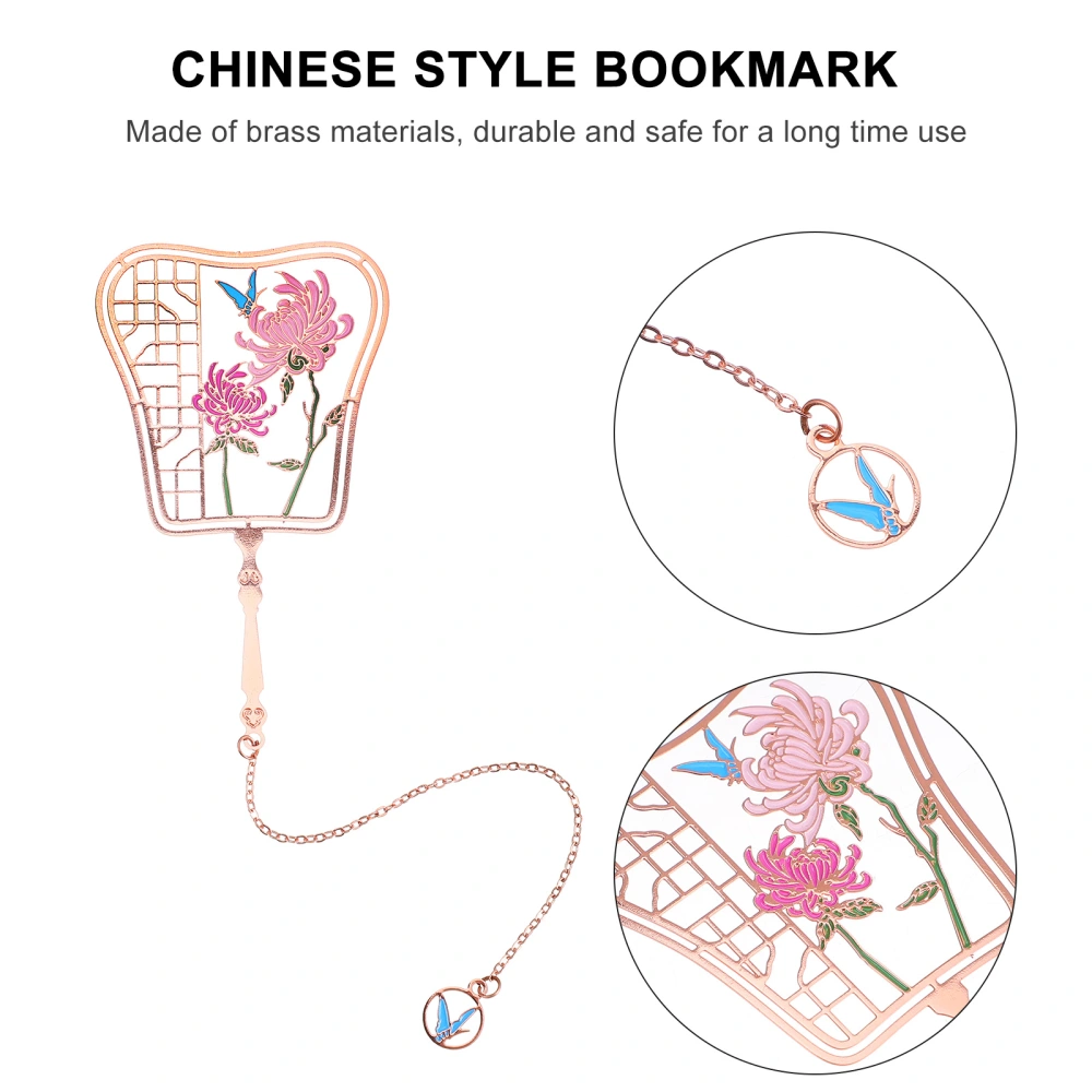 Chinese Style Fan Bookmark Creative Metal Bookmark Delicate Metal Bookmark