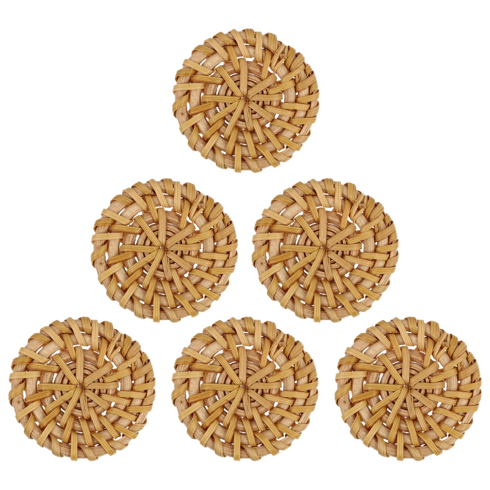 6Pcs Rattan Woven Charms Simple Round Earring Pendants Jewelry Making Ornaments