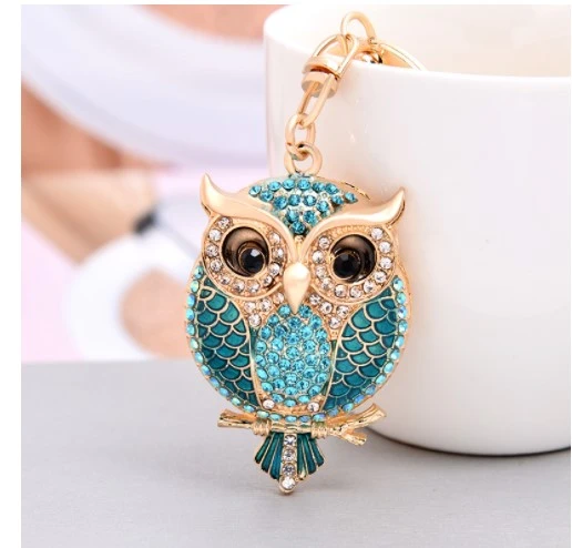 Owl Shape Rhinestone Sparkling Keychain Bag Pendant Handbag Charm for Women