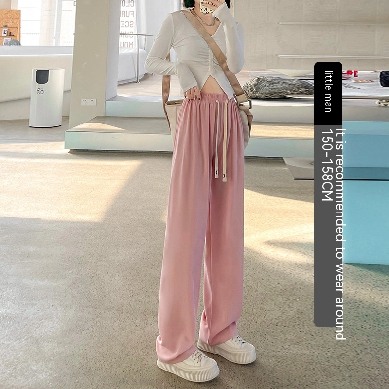 High Waist Straight Draping Effect Pants