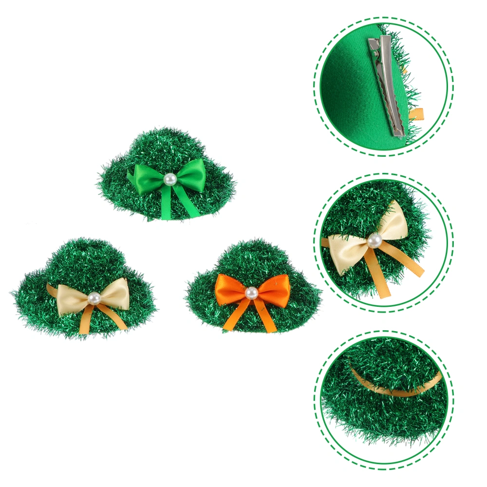 3Pcs Adorable Saint Patrick's Day Hairpins Hat Shaped Hairpins Ornaments Festival Decor