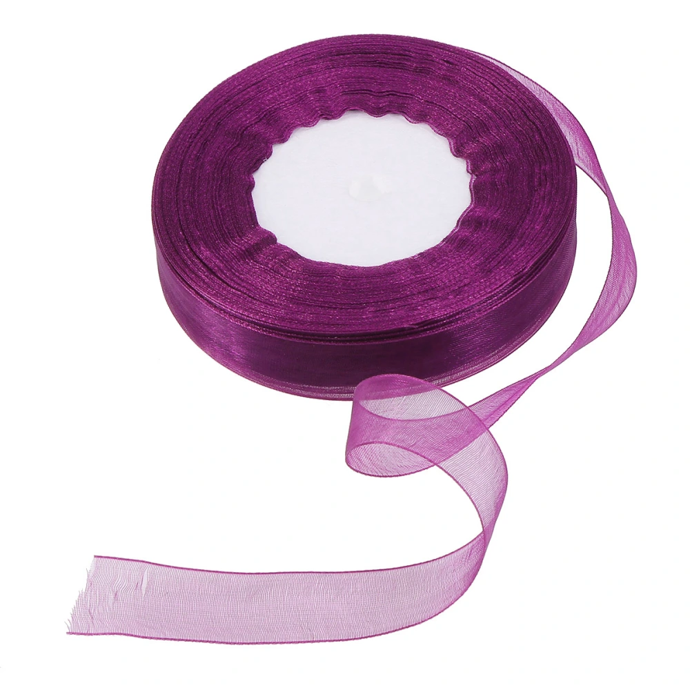 2CM Organza Ribbon Wedding Festive Party Decor Gift Packing Ribbon DIY Accessories Decoration (Purple)