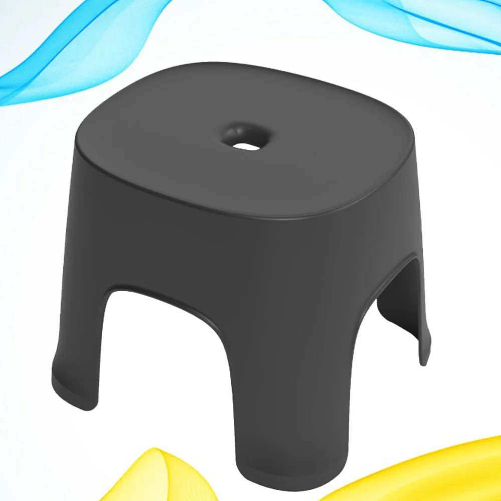 1PC Multi-use Plastic Stool Anti-slip Low Stool Shoes Wearing Stool Bathroom Small Stool for Home (Black)