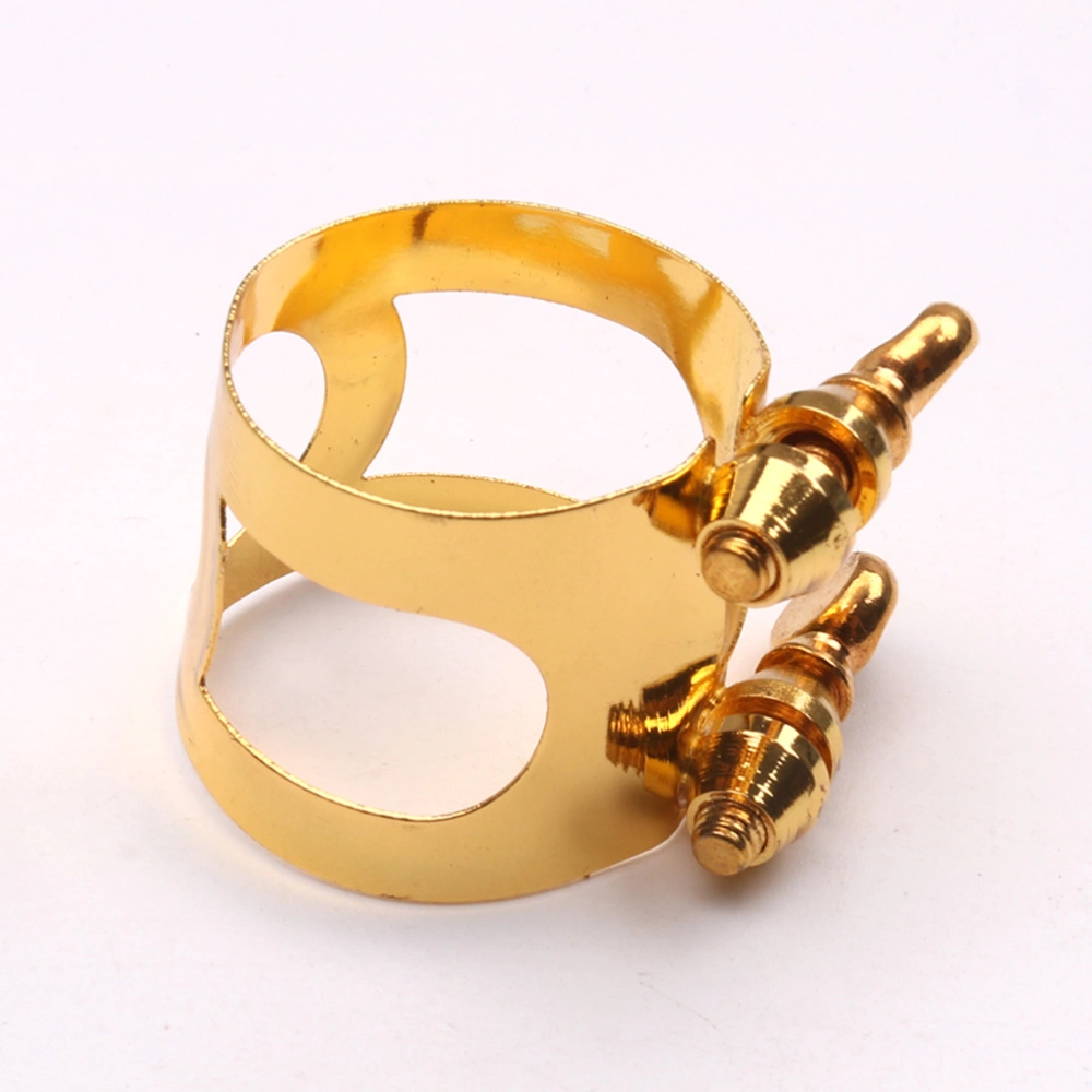 Metal Double Threaded Eb Alto Saxophone Mouthpiece Ligature Fastener (Golden)