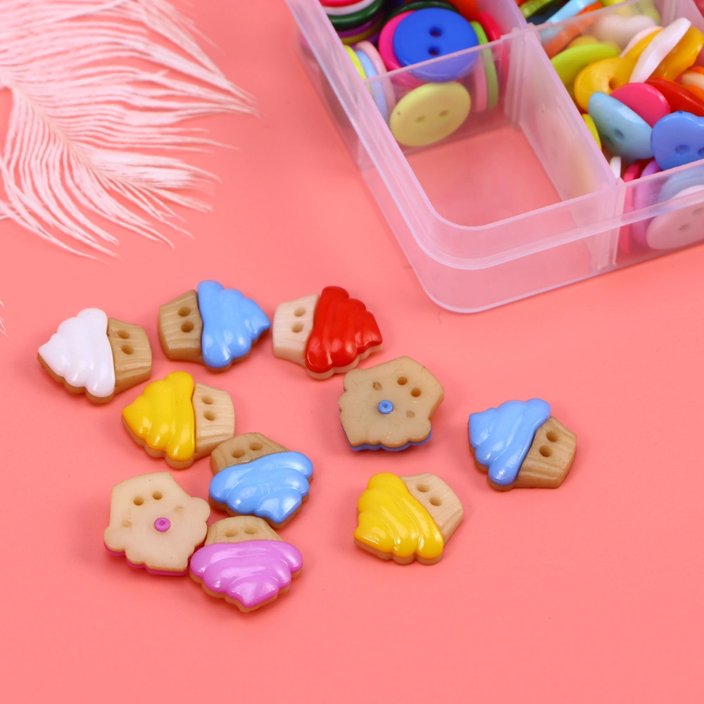 240PCS Candy-colored Nylon Buttons Children's Clothes DIY Creative Handmade Boxed Cartoon Buttons for Sewing Scrapbooking Crafts (Random Color and Pattern)