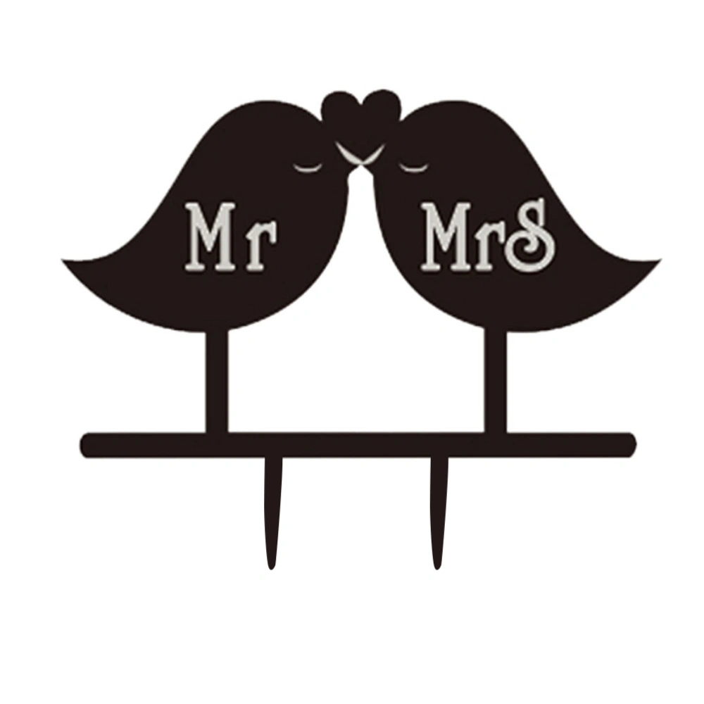 Love Bird Style Cake Topper for Wedding / Anniversary / Birthday Party (Black)