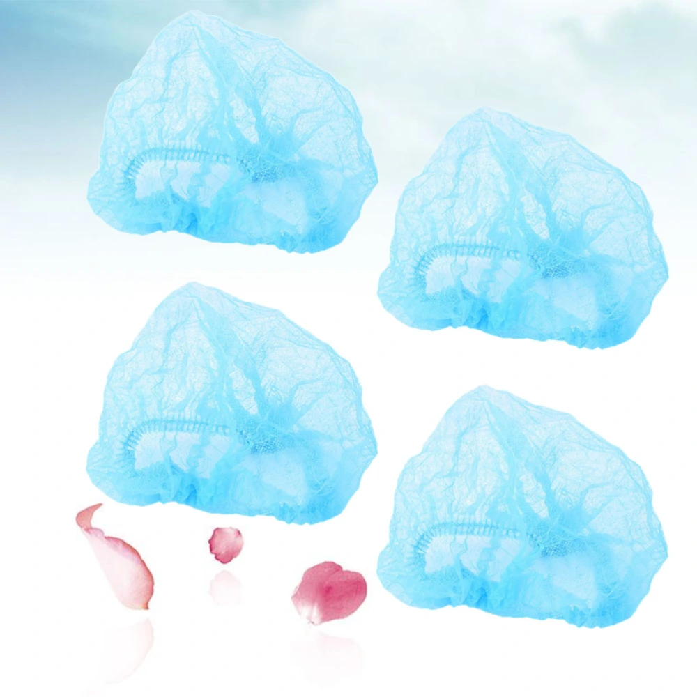 20pcs Disposable Hair Net Non-Woven Bouffant Stretch Dust for Cleaning Makeup (Blue)