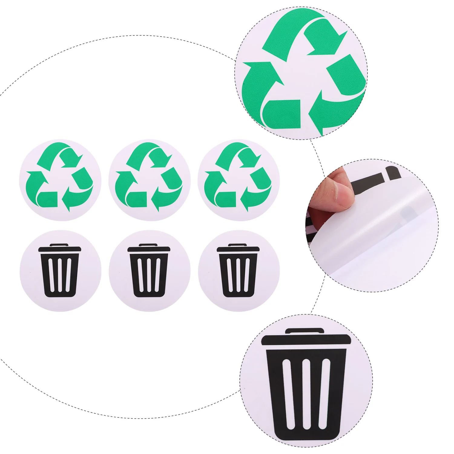 6pcs Garbage Classification Sign Stickers Recycle Stickers Trash Can Stickers