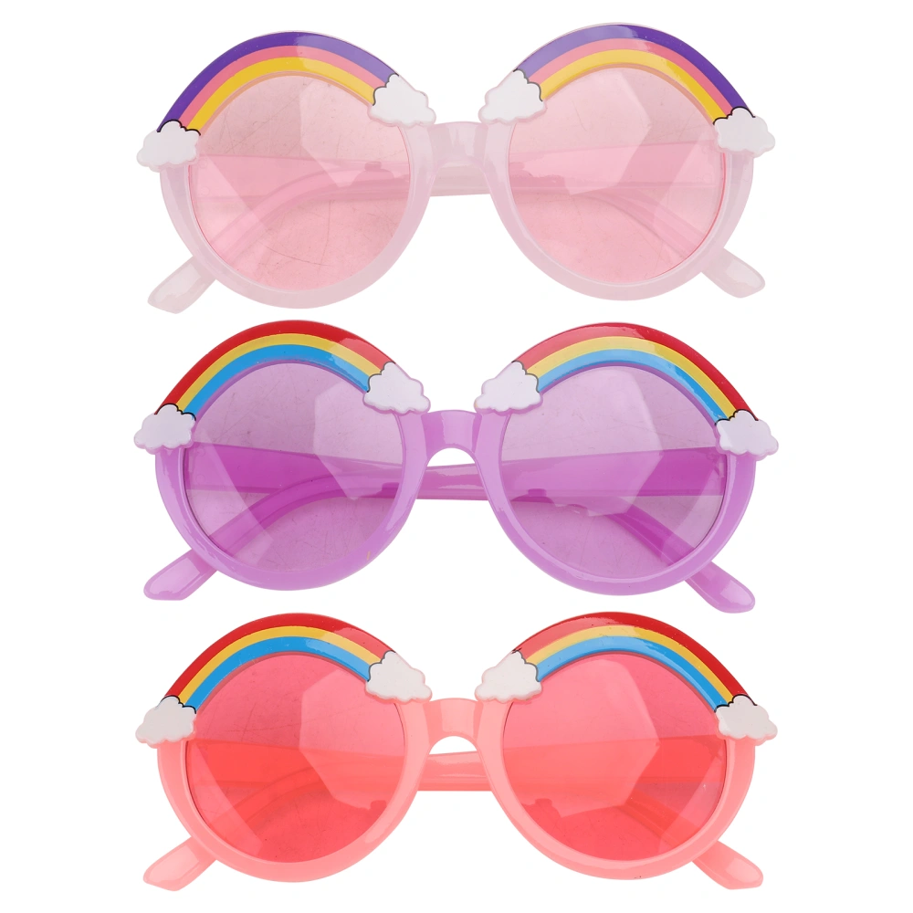 3pcs Sunglasses Plastic Glasses Eyewear Decoration for Kid (Purple, Pink, Red)