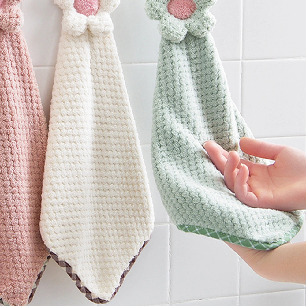 Household Lint-Free Wiping Hands Towel Sunflower Hanging Water Absorbent Towel Quick-drying Dishcloth (Beige)