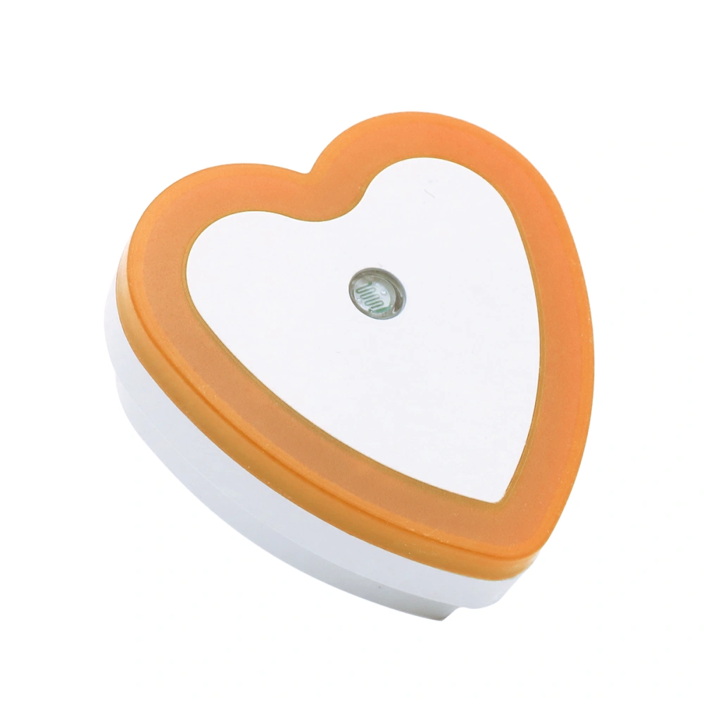 LED Night Light Heart Shape Motion-sensor Light Control Lamp for Home Office with US Flat Plug (Orange)