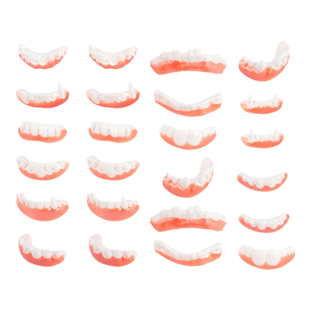 24pcs Halloween Tricky Fangs Teeth Decoration Theme Costume Party Dentures