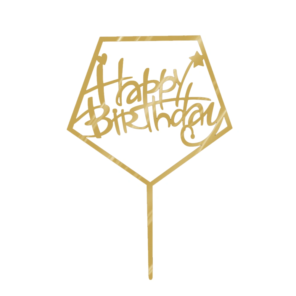 Happy Birthday Acrylic Cake Topper Cake Decoration Party Supplies (Gold)