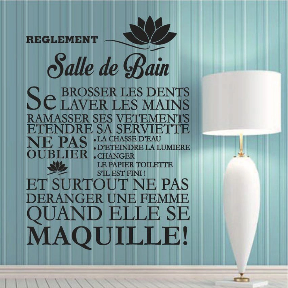 DIY Salle de Bain Quote Bathroom Removable PVC Decal Art Mural Home Decor Wall Stickers