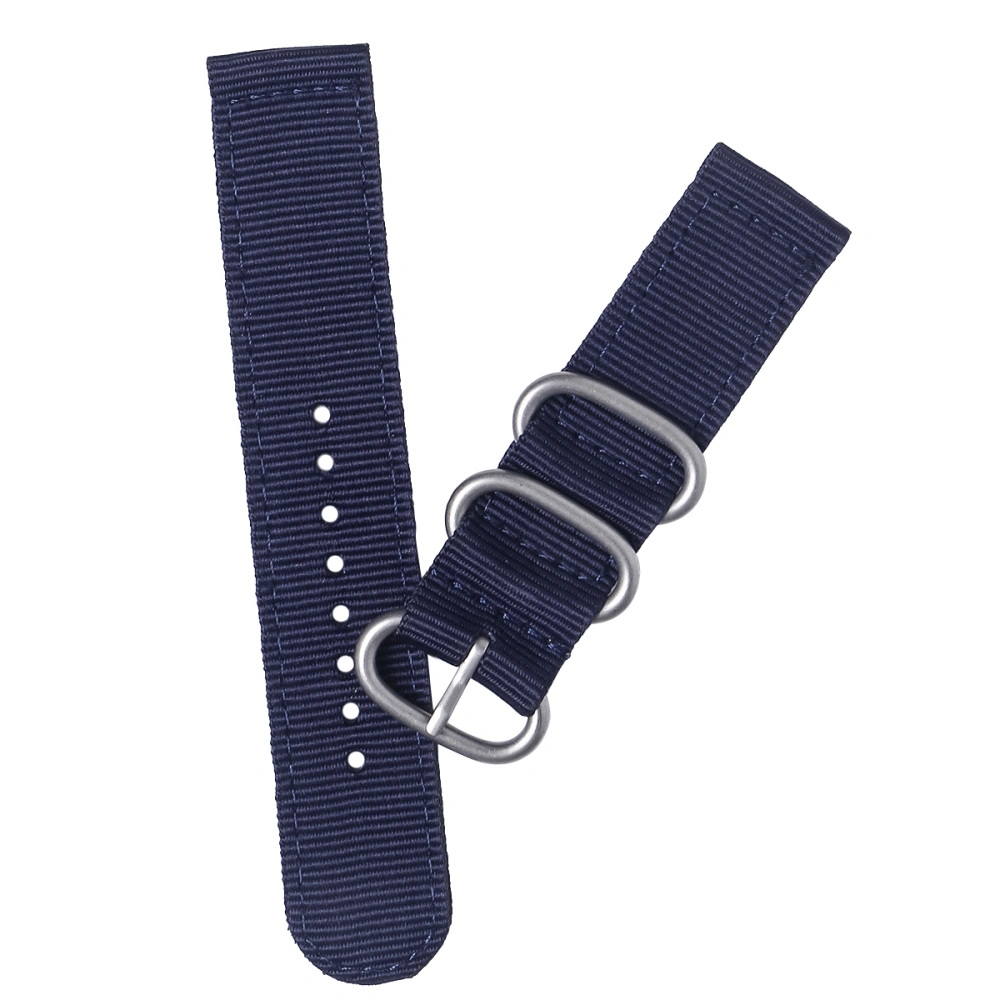 20mm Watch Strap Webbing Durable 2-Joint Nylon Watch Band Wristband for Watch Replacement (Navy Blue)