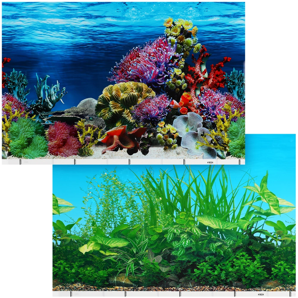 30x42cm Three-dimensional Scenery Sticker Double Side Glass Decal Background Decoration Accessories for Fish Tank Aquarium (Style H)