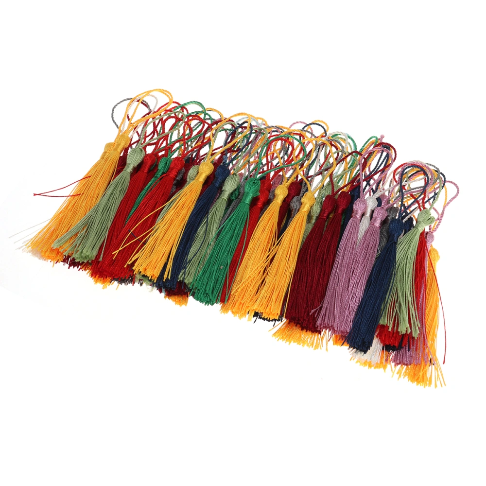 100PCS 13 cm/ 5.1 Inch DIY Handmade Silky Chinese Knot Tassels for Jewelry Earring Souvenir Bookmark Gift Tag Keychain DIY Craft ( Random Colors)