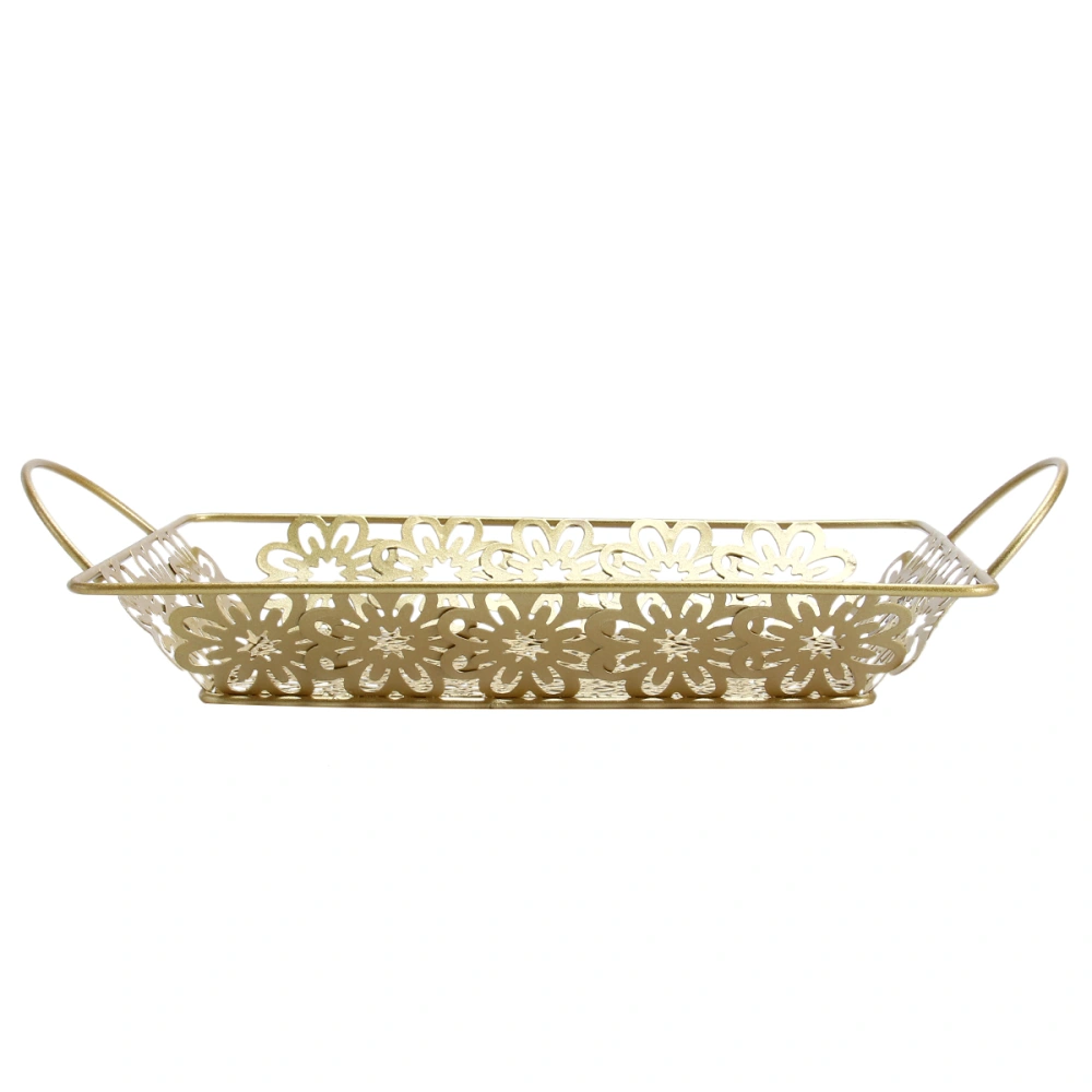 1Pc Fruit Basket Modern Simple Metal Crafts Fruit Tray for Home Dessert Store Golden (Size S)