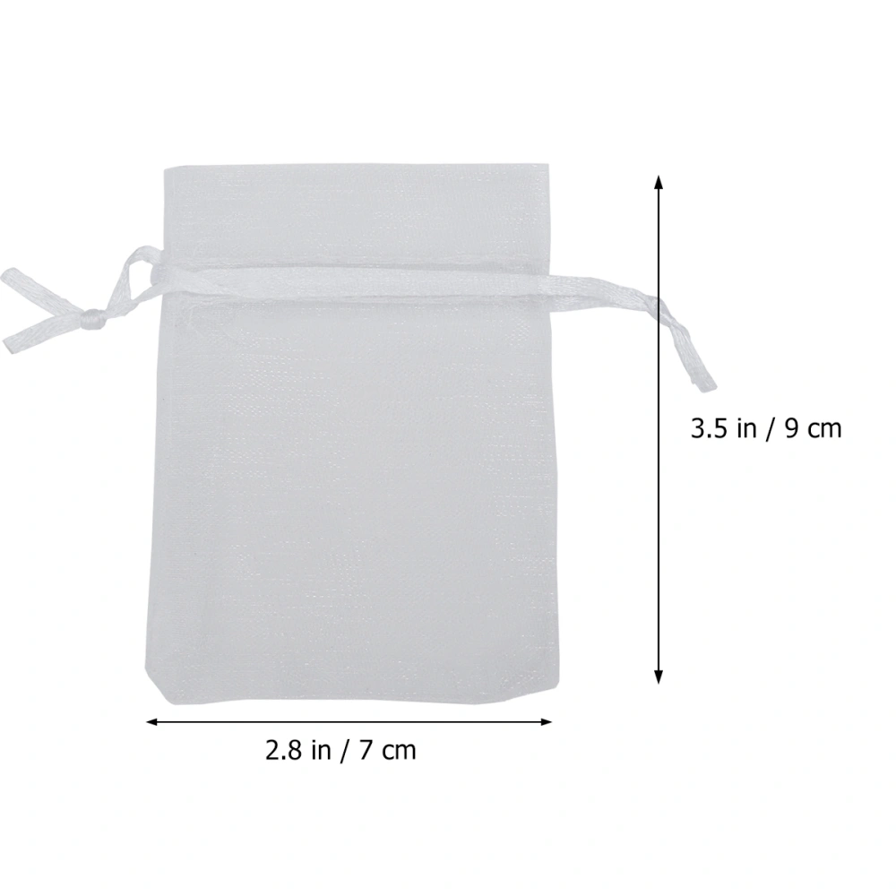 7*9cm Organza Drawstring Gift Bags Wedding Favor Bags Jewellery Pouches - 100 pcs/set (White)