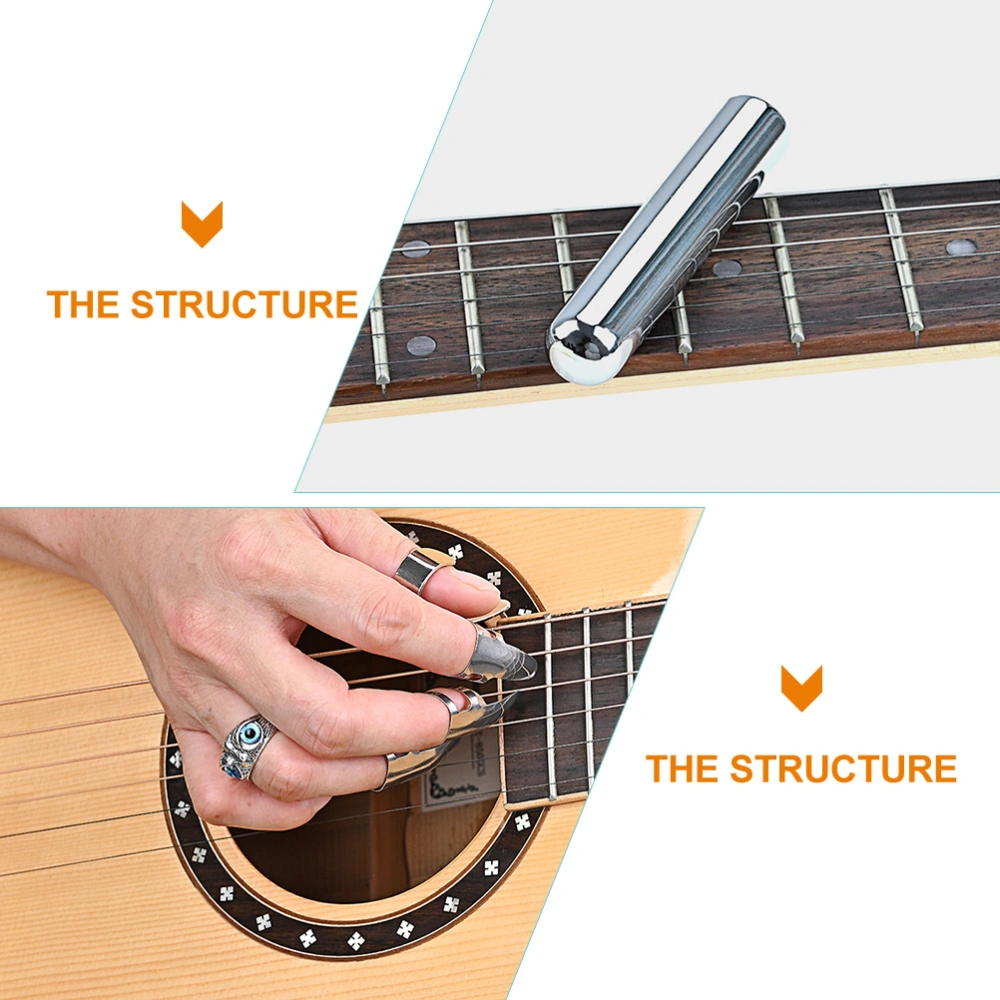 1 Set of Metal Guitar Slide Bar Fingertip Protectors Finger Picks for Electric Guitar