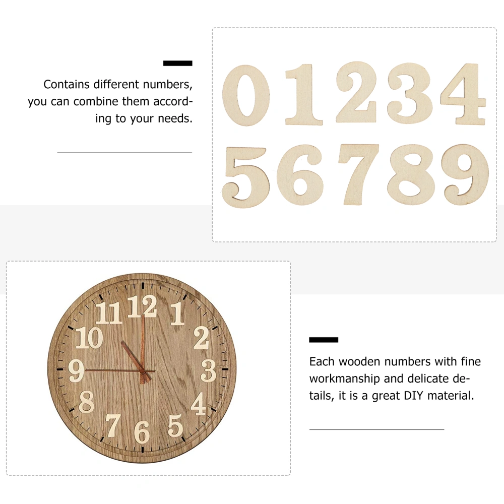 100pcs Wooden Clock Numbers Pretty Arabic Numbers Practical Clock DIY Decors