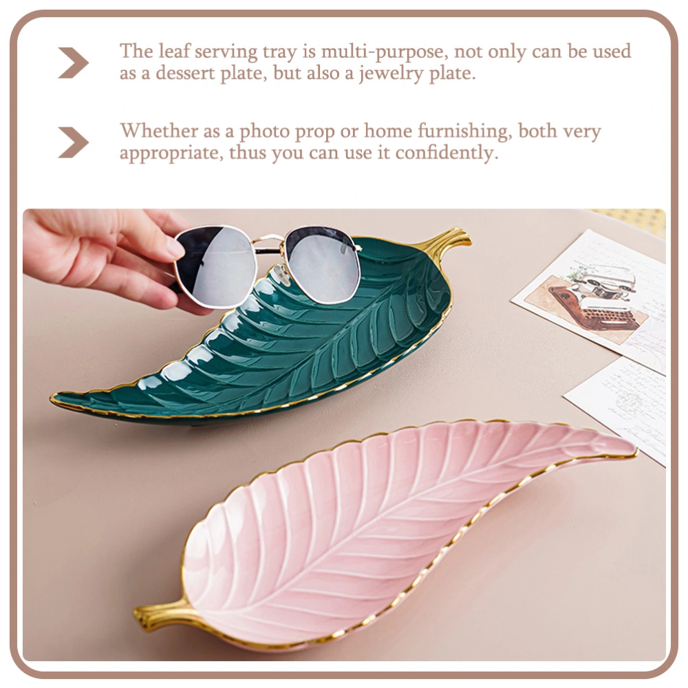 Leaf Shaped Plate Ceramic Dessert Plate Food Serving Tray Jewelry Displaying Tray