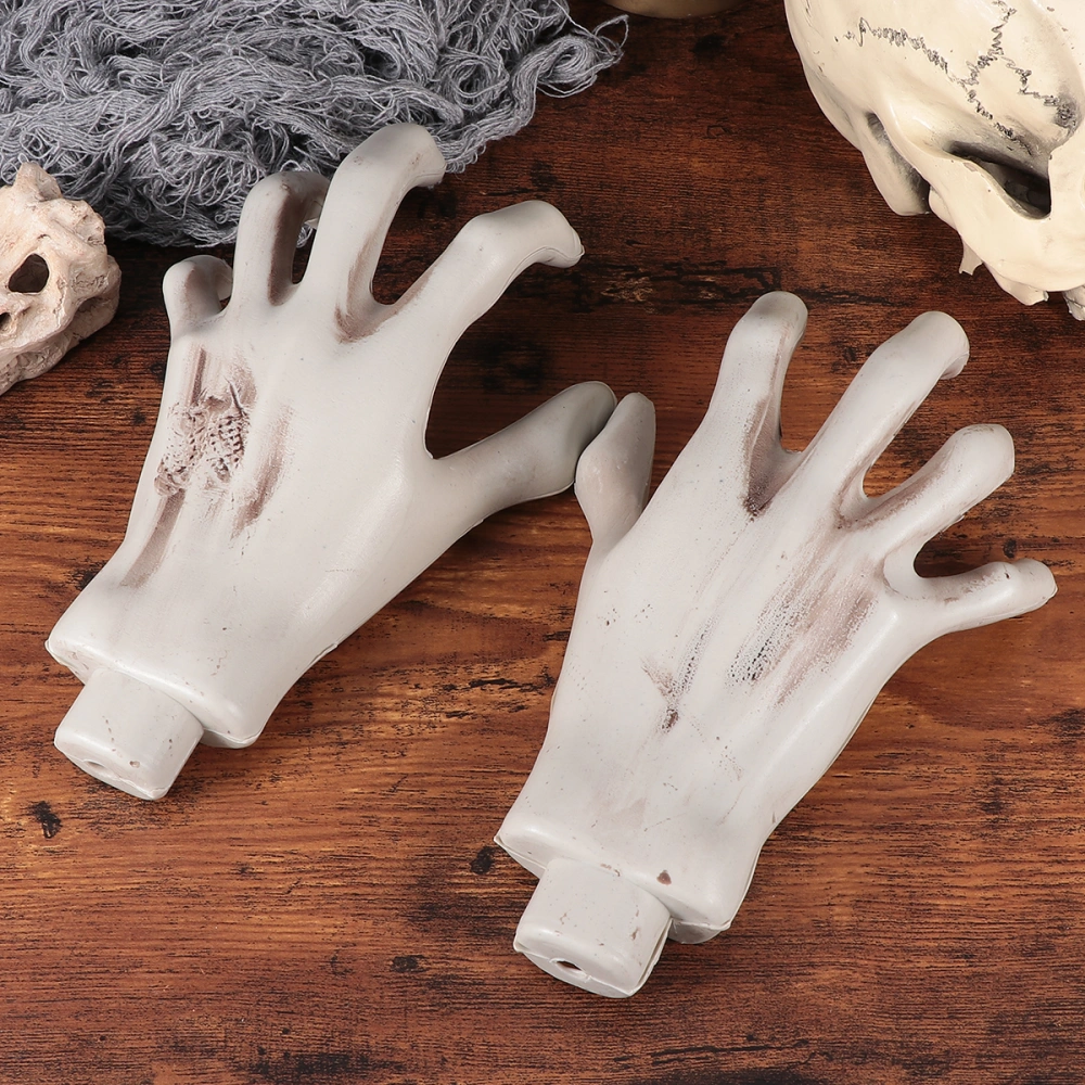 1 Pair Skeleton Hand Bone Props Horror Hand Skeleton Decorations Plastic Fake Skeleton Hands Decor Haunted House Decoration Props for Halloween (Grey)