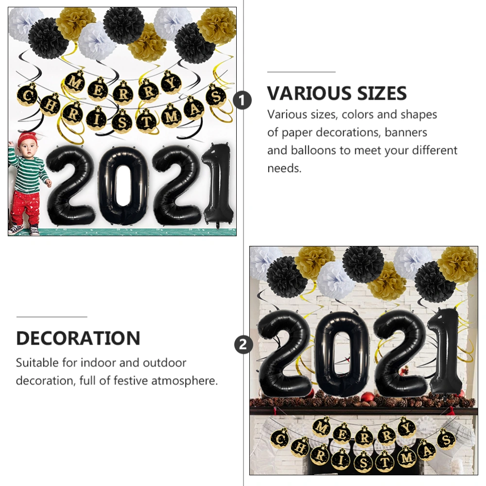 1 Set 2021 Christmas Balloons MERRY CHRISTMAS Banners Christmas Party Decor Set