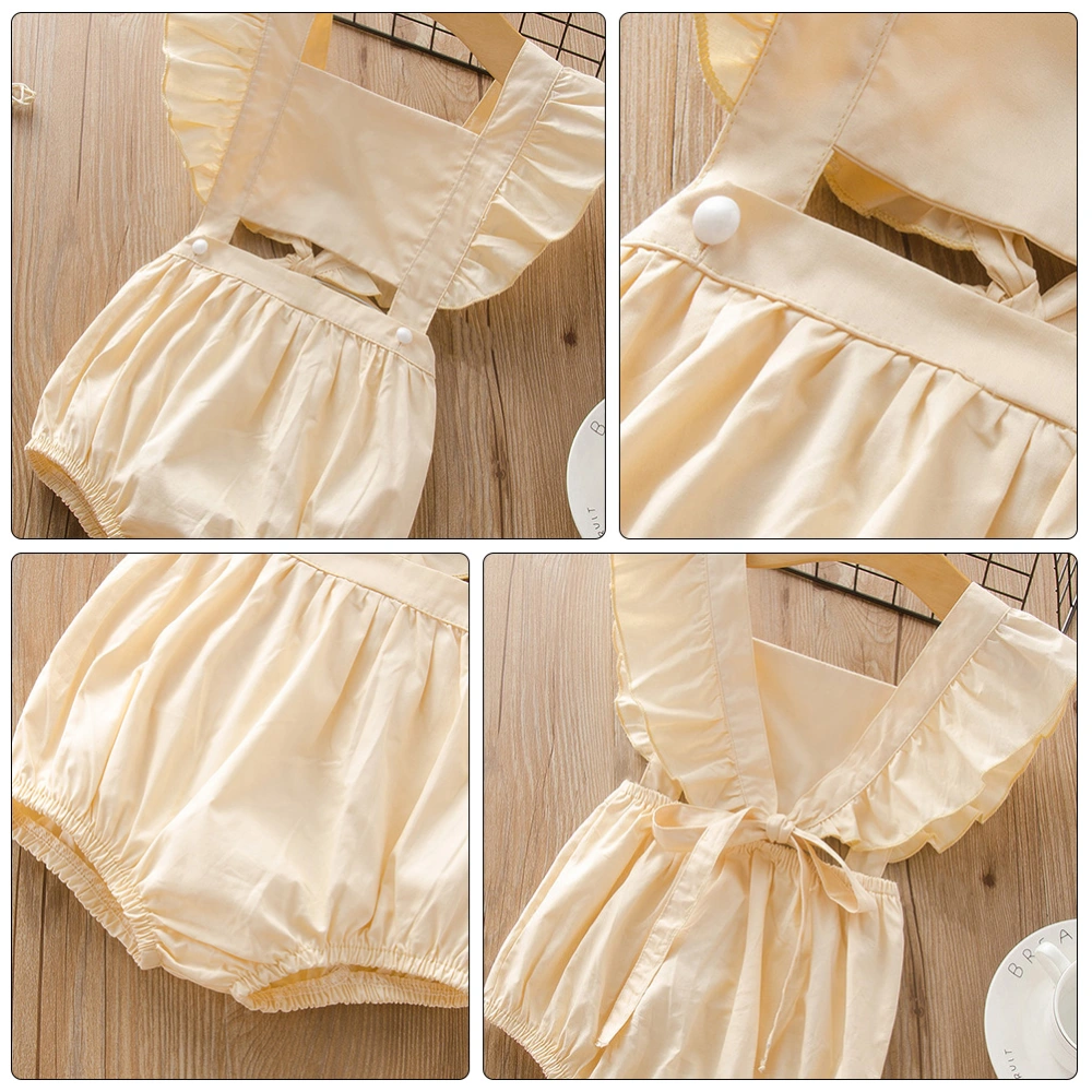 1 Suit Newborn One Piece Romper Clothes Summer Clothes for Baby Girl (Beige)