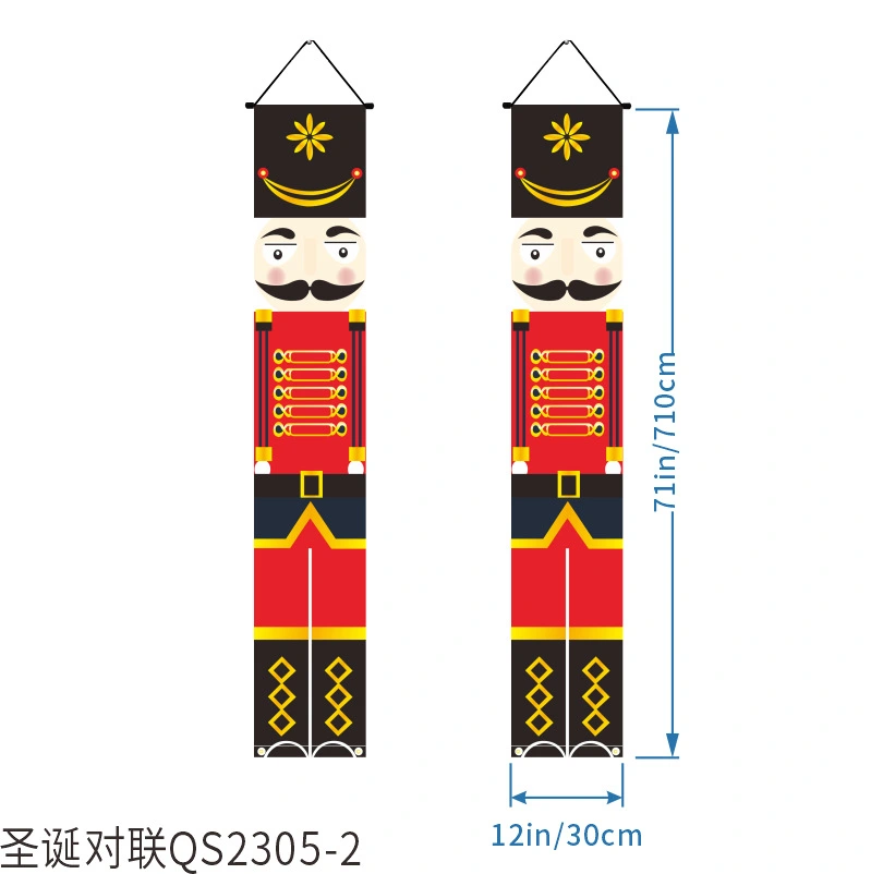 1 Pair Nutcracker Door Banner Nutcracker Christmas Wall Door Decoration Xmas Porch Banner Sign