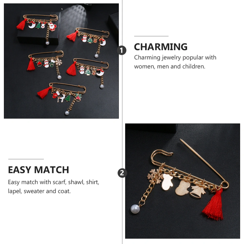 4Pcs Christmas Style Chain Brooches Alloy Shirt Collar Clothing Accessories