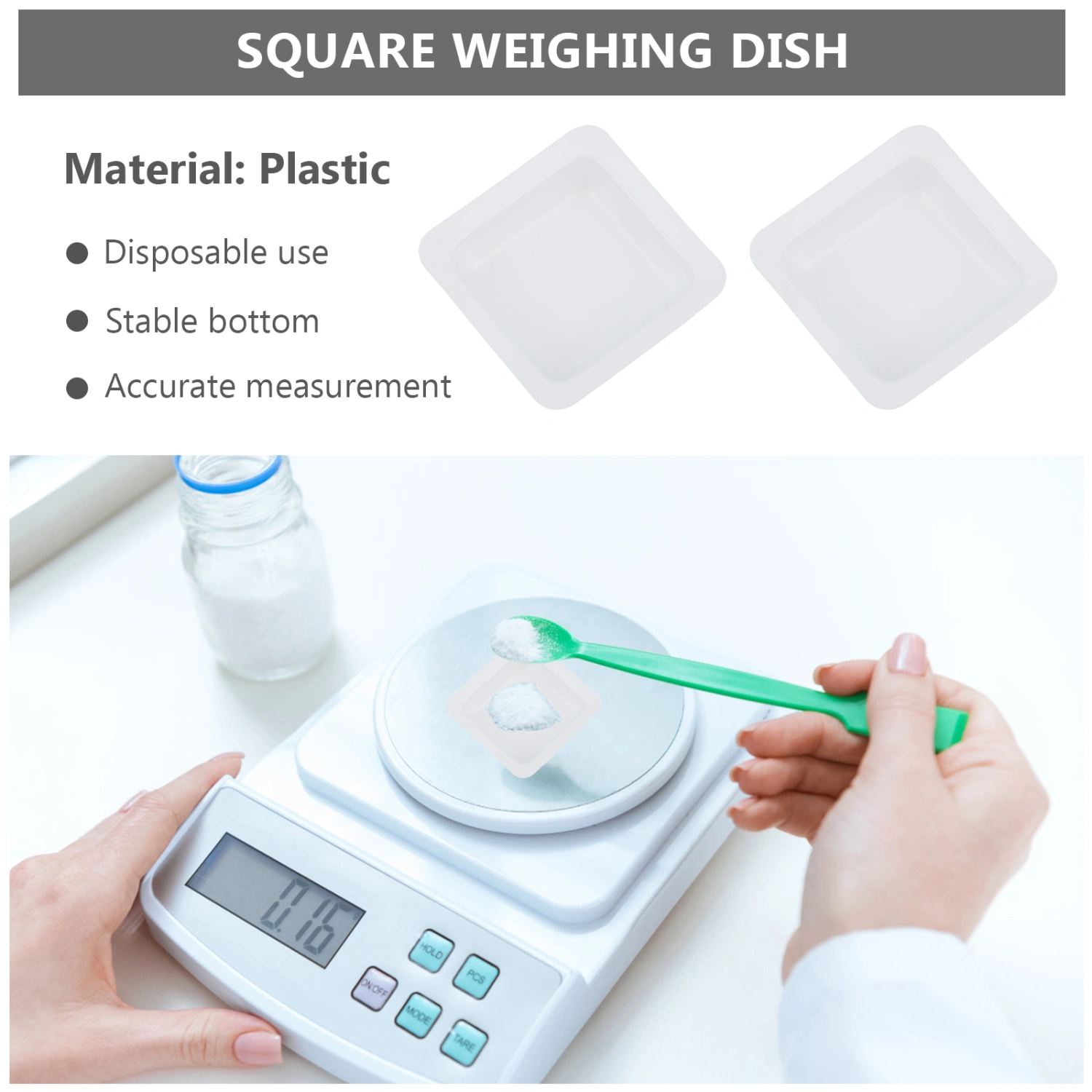 20pcs Plastic Weigh Boats Labs 7ml Weighing Dishes Disposable Plastic Square Dishes