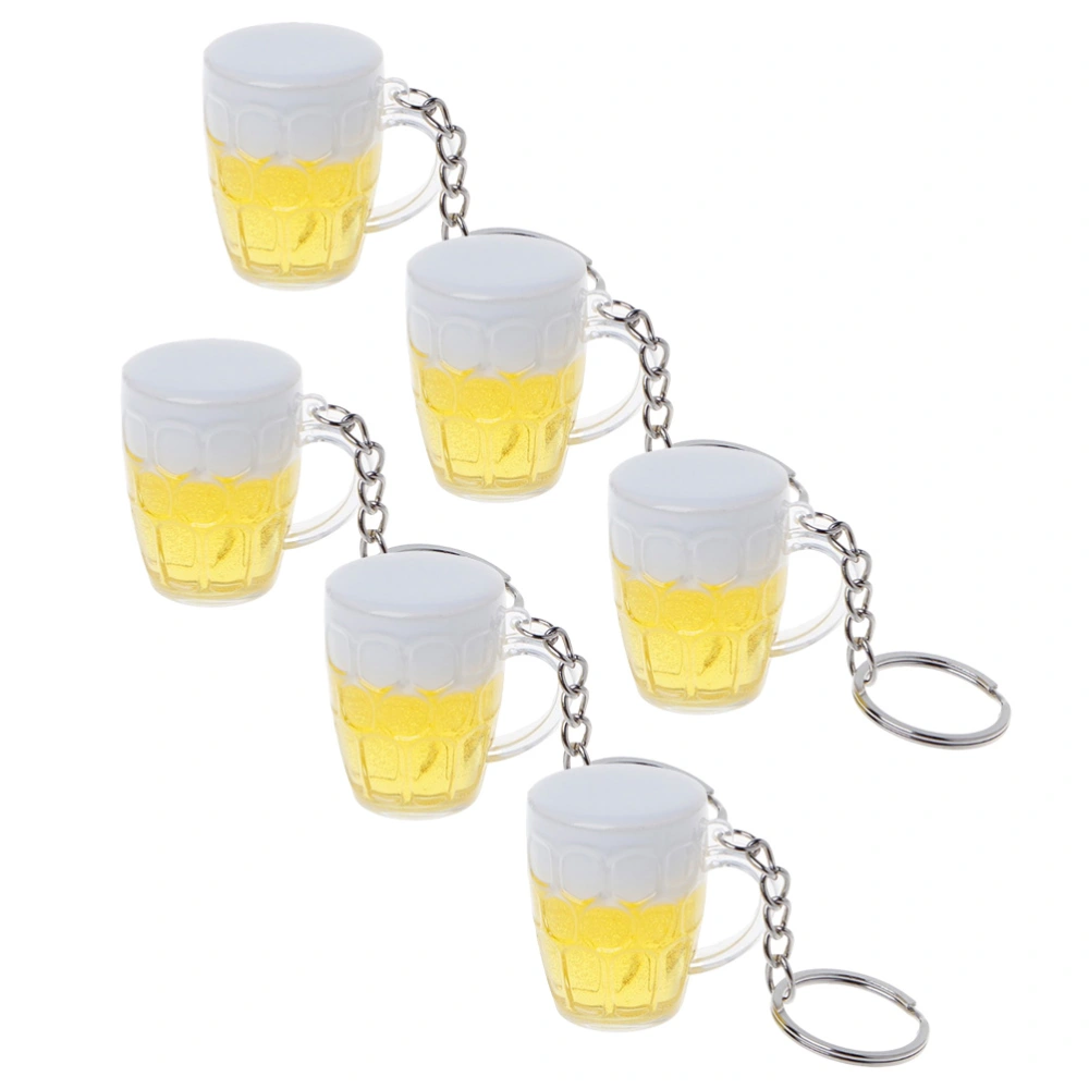 6PCS Simulation Beer Cup Key Chain Acrylic Mini Beer Cup Pendant Decoration