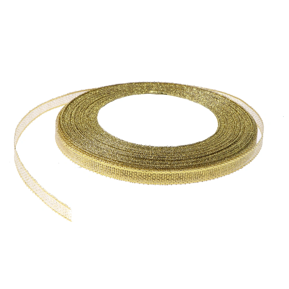 5PCS 0.6CM Silk Ribbon Gift Ribbon Curling Ribbon For Gift Present Souvenir Crafts (Golden)