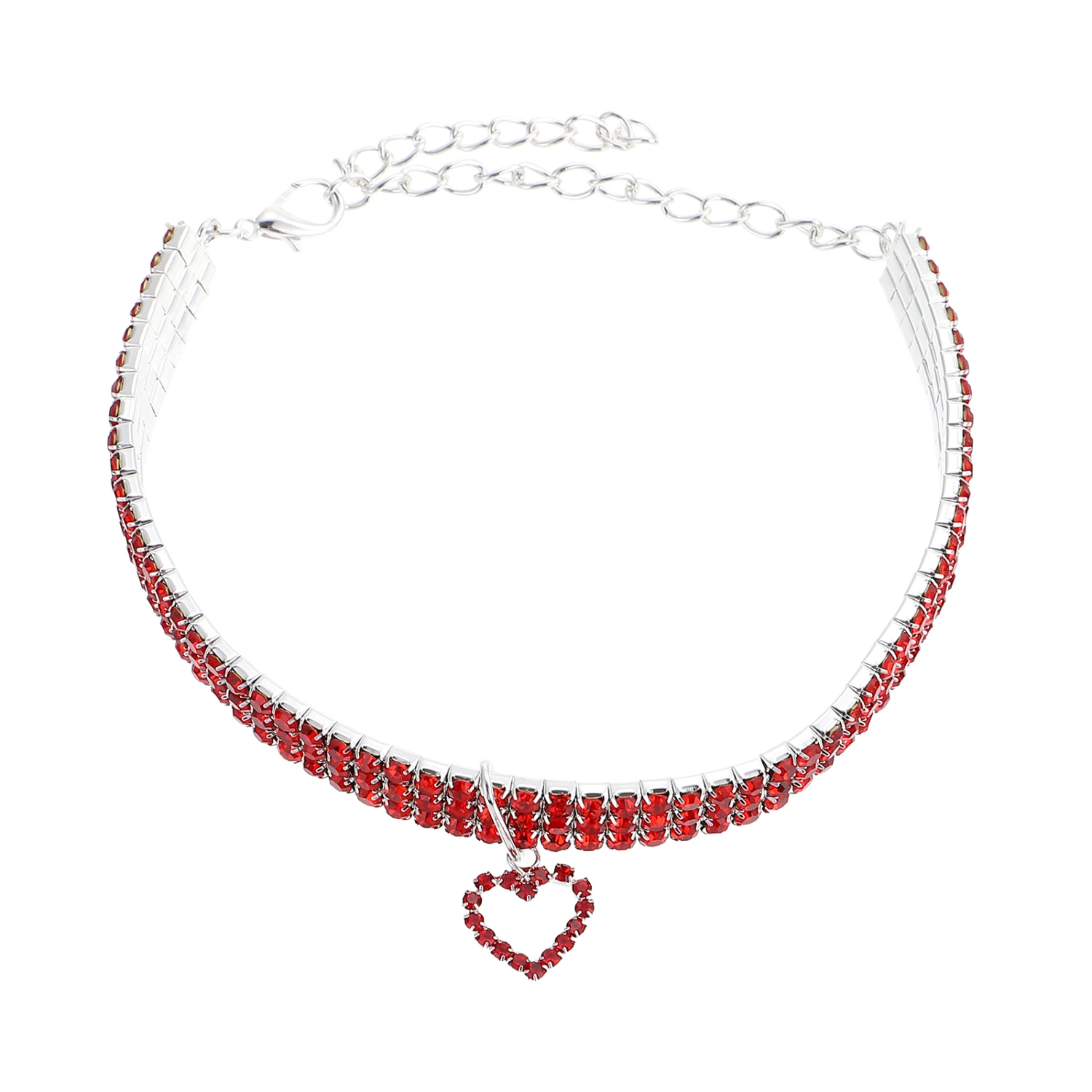 Pet Collar Dog Puppy Rhinestone Neck Tie Collar with Heart Shaped Pendant