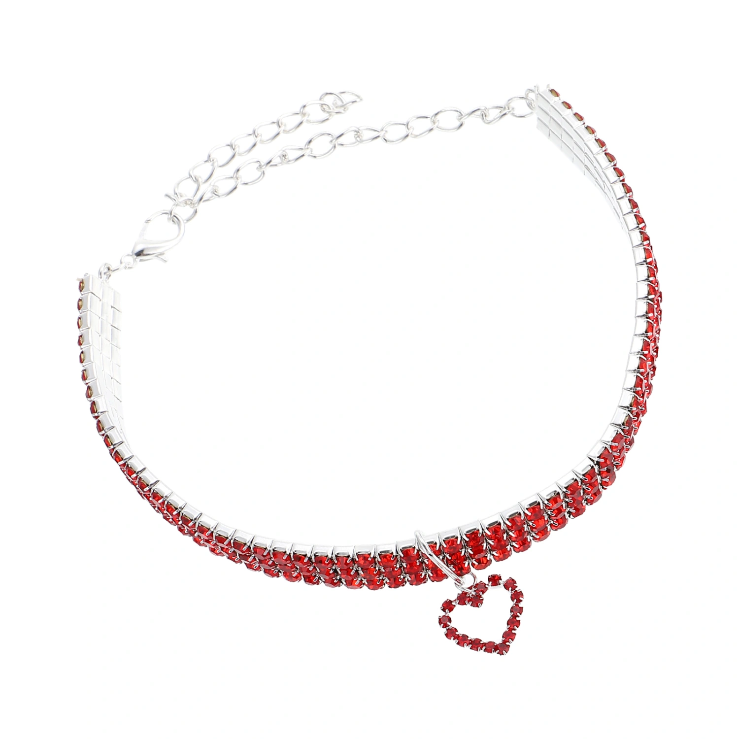 Pet Collar Dog Puppy Rhinestone Neck Tie Collar with Heart Shaped Pendant