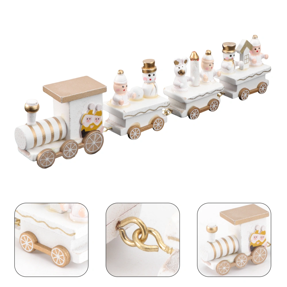 Christmas Decor Wooden Mini Train Decoration Ornaments Kids Gift Home Party Kindergarten Decor (Random Style)