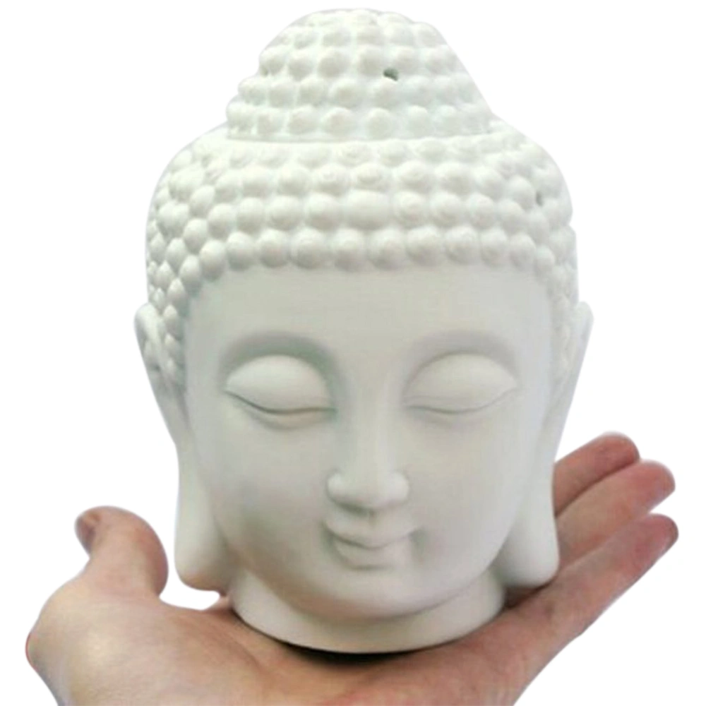 Buddha Head Candle Ceramic Aromatherapy Furnace Essential Oil Burner-Candle Aroma Lamp  (White)