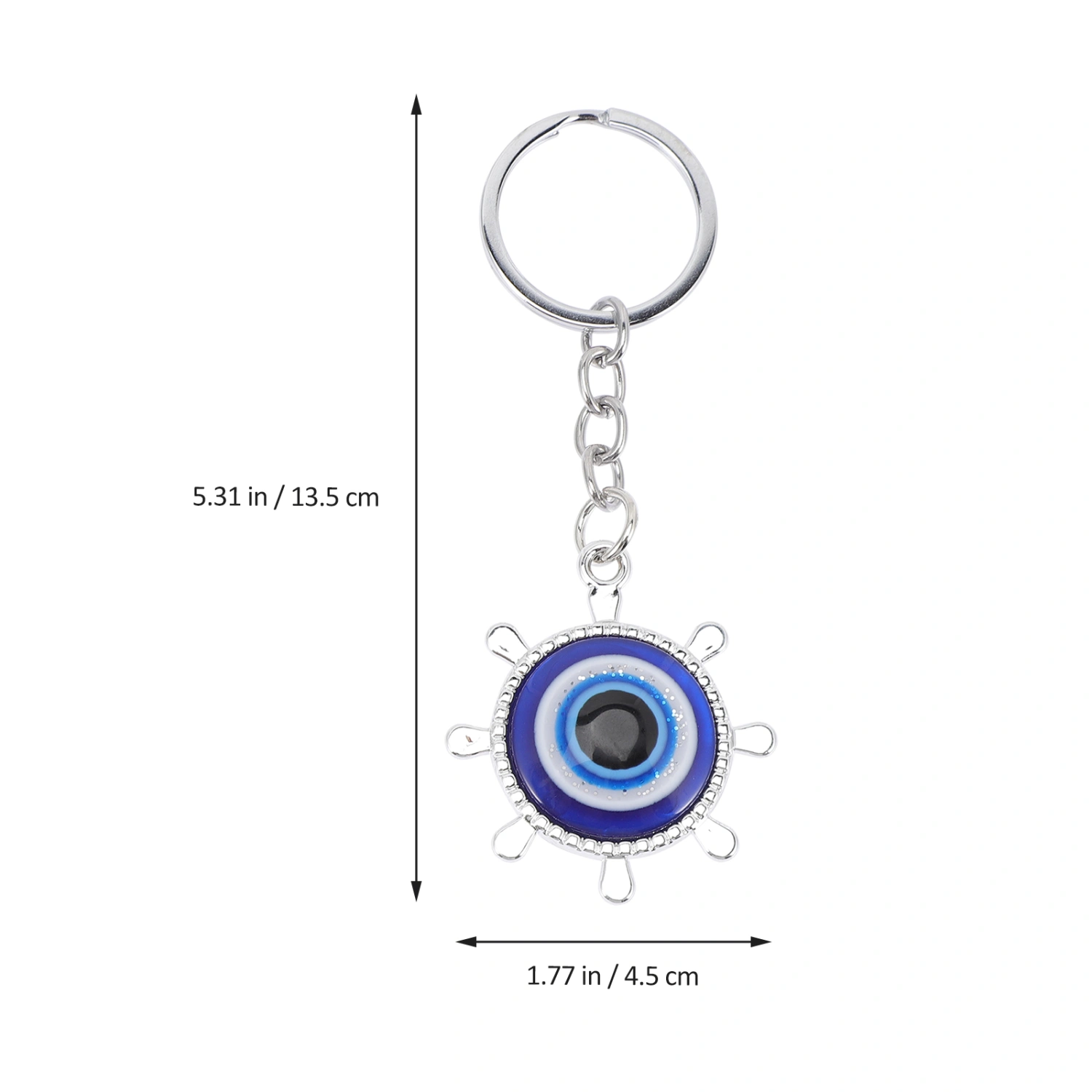 3pcs Turkish Evil Eye Keychain Key Ring Rudder Dolphin and Elephant Key Chain Set
